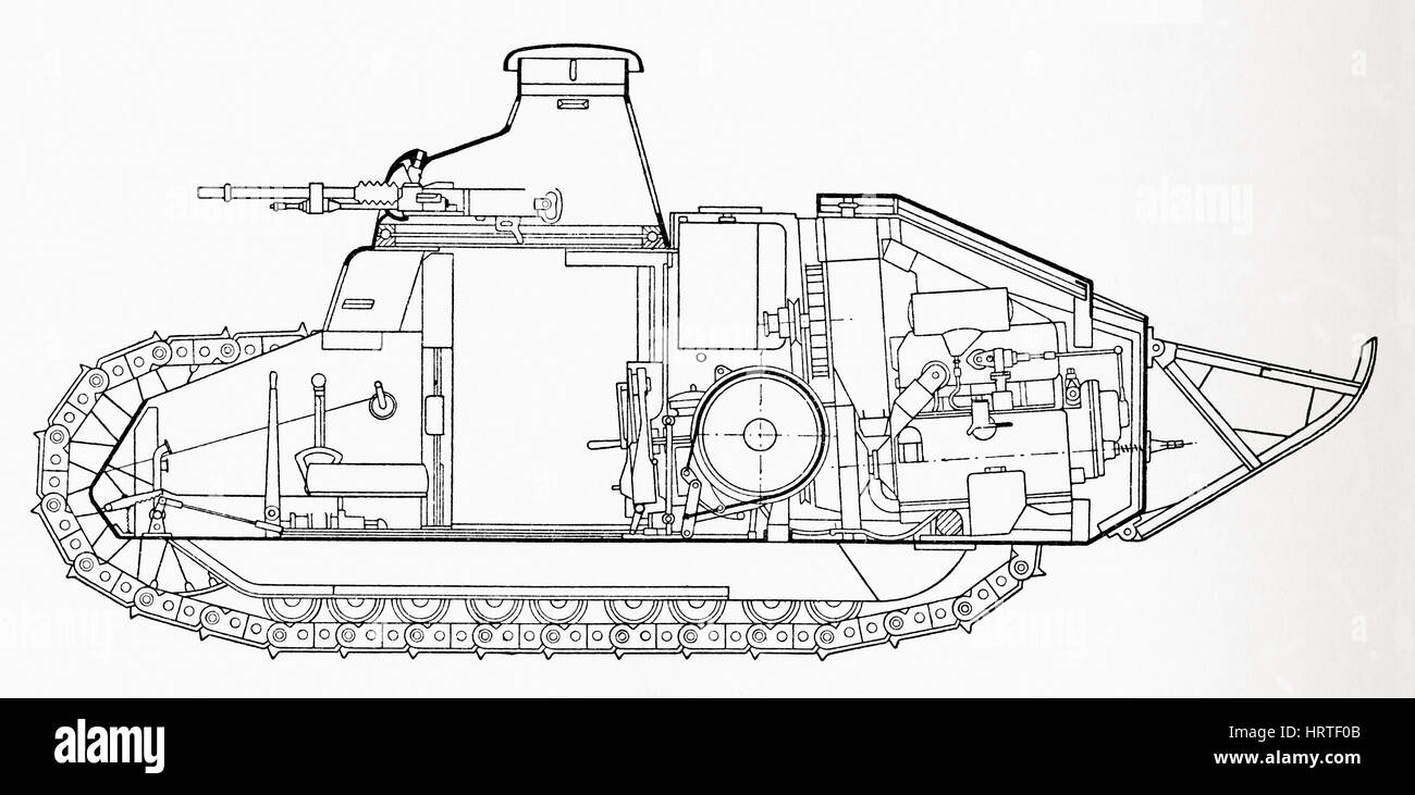 Ein Renault FT, häufig in nach dem Weltkrieg I genannten Literatur als "FT-17", "FT17" oder Moskito-Tank, französische leichte Panzer. Stockfoto