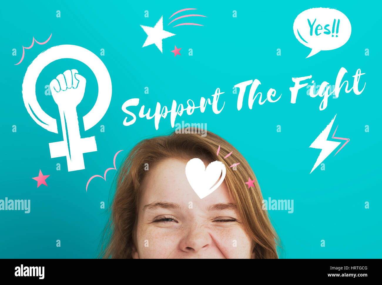 Unterstützung der Kampf Geschlecht Feminismus Grafik Stockfoto