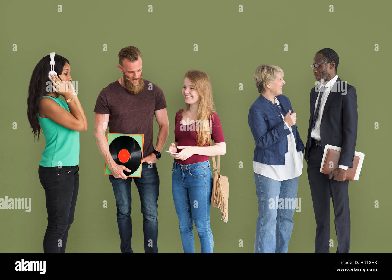 Heterogene Gruppe Menschen Kommunikation Stockfoto