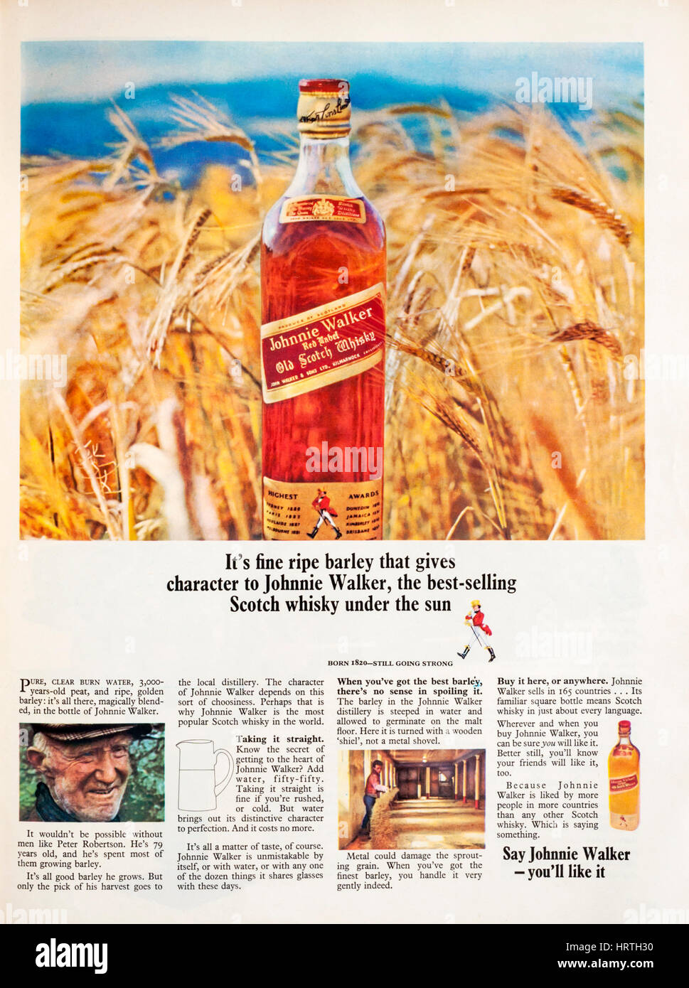 1960er Jahre Magazin Werbung für Johnnie Walker Scotch Whisky. Stockfoto