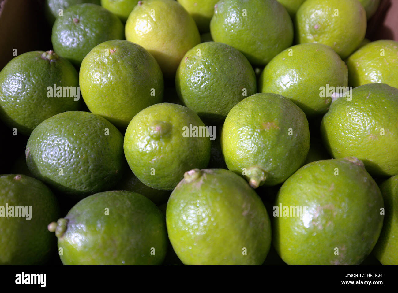 Obst und Gemüse Stall Limetten Stockfoto
