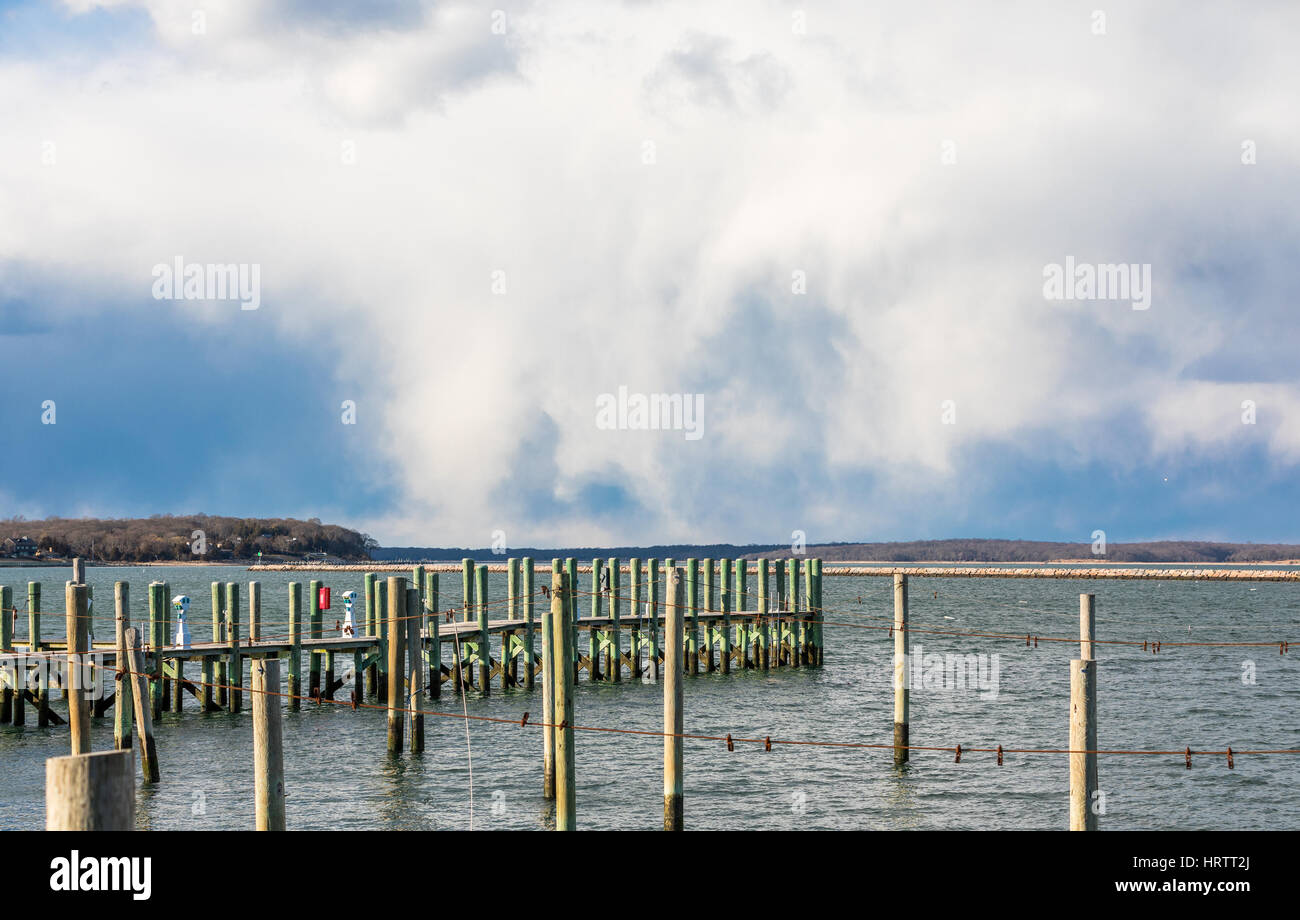 Detailbild des Sag Harbor New York, Marina in Eastern Long Island Stockfoto