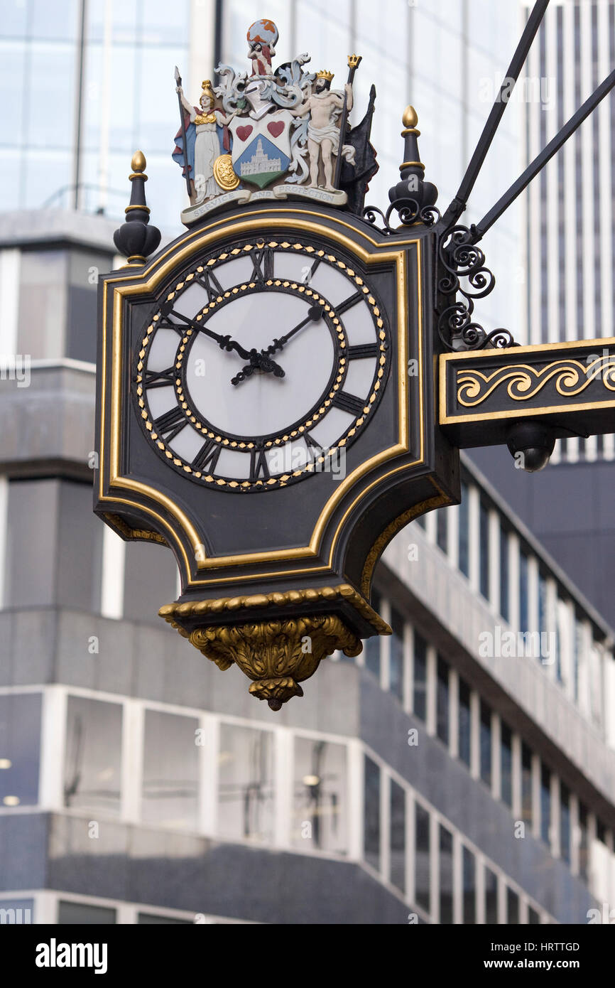 Die Twin-Uhr Cornhill London Stockfoto