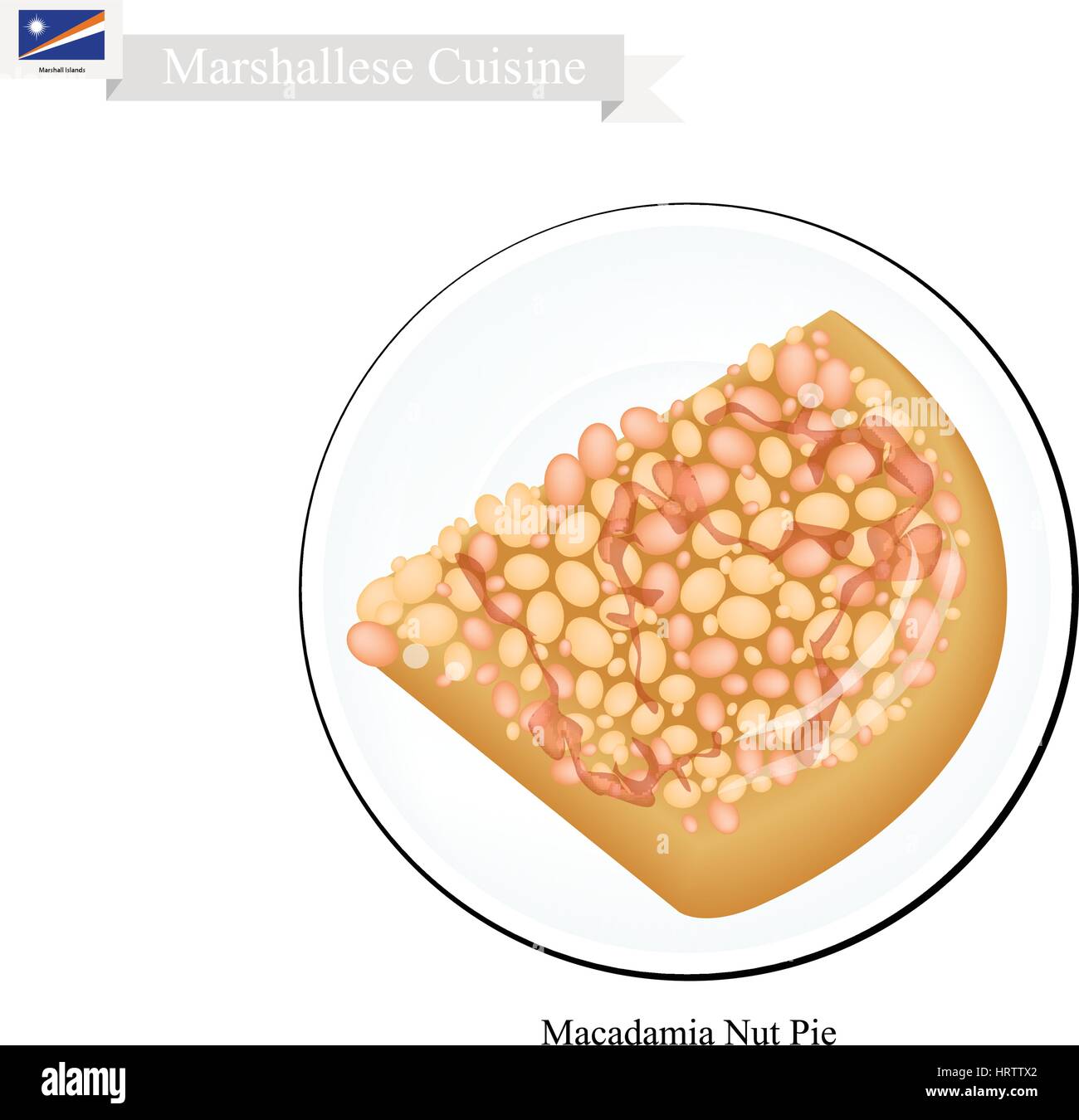 Marshallesisch Küche, traditionelle Macadamia-Nuss-Torte. Tha National Gericht der Marshall-Inseln. Stock Vektor