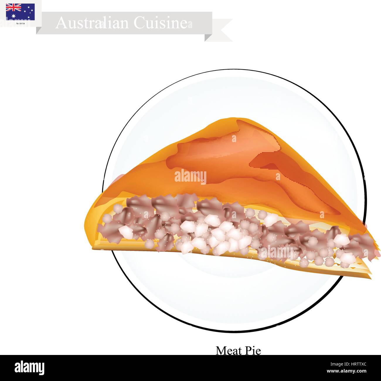 Australische Küche, traditionelle Fleisch Kuchen oder eine Torte gefüllt mit Hackfleisch. Ein nationales Gericht von Australien. Stock Vektor