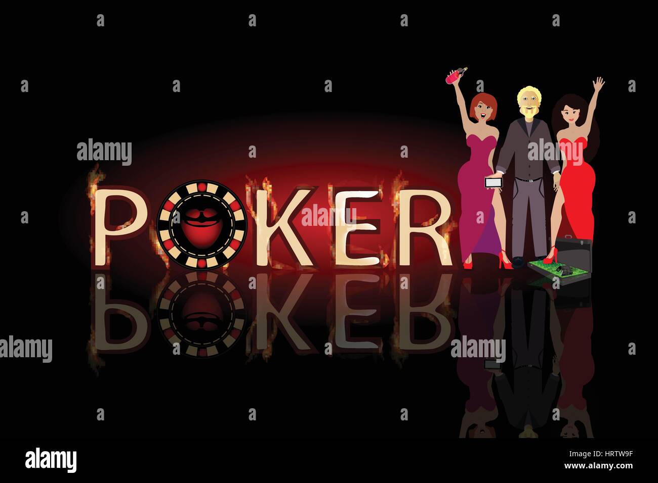 Poker-Gewinne und das gewinnen. Konzept der Finanzierung. Abbildung. Verwenden Sie ein Smartphone, Website, Druck, Dekoration etc. Stock Vektor