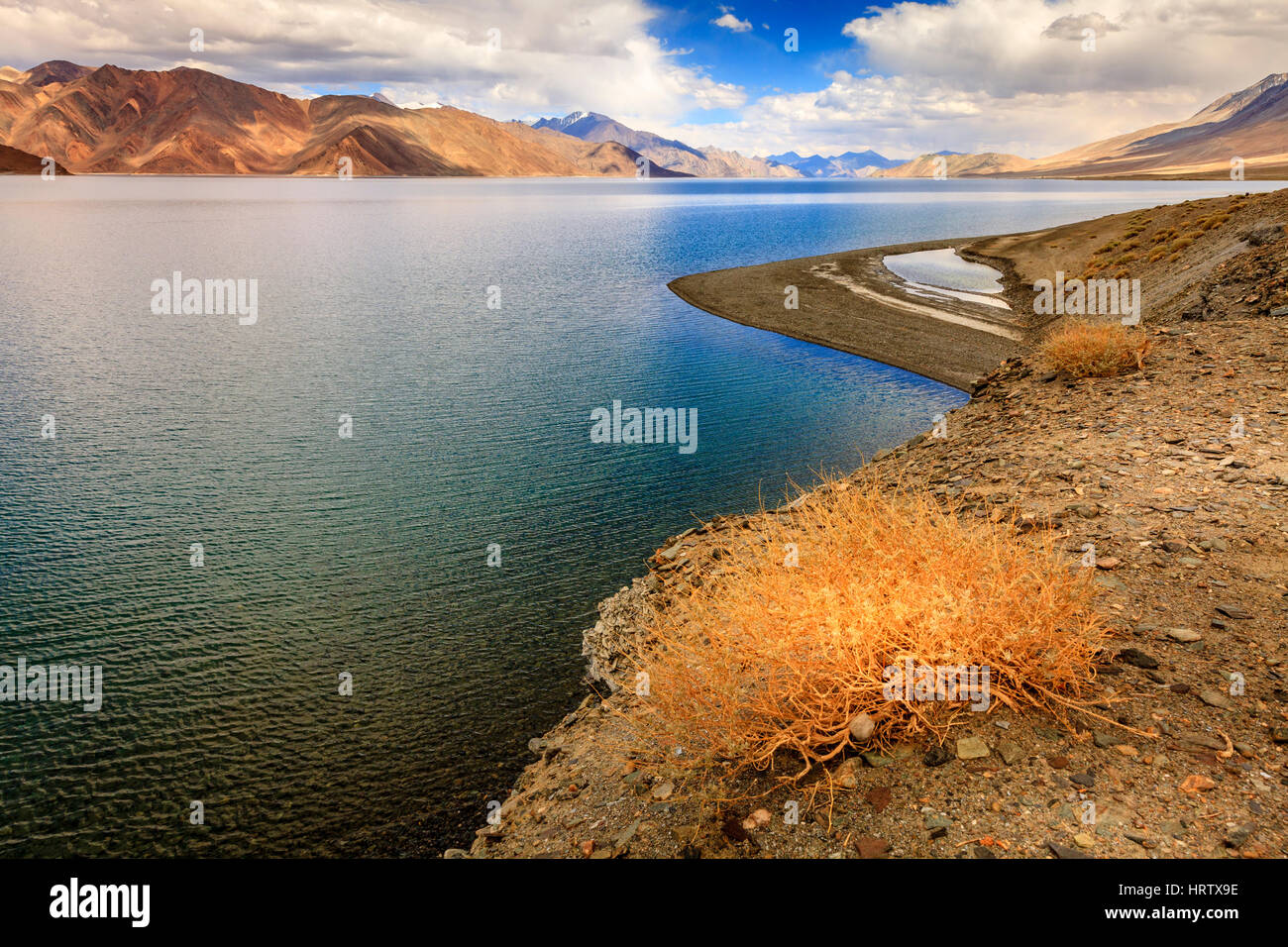 Pangong Tso - Alpensee im Himalaya an der Grenze von China und Indien Stockfoto