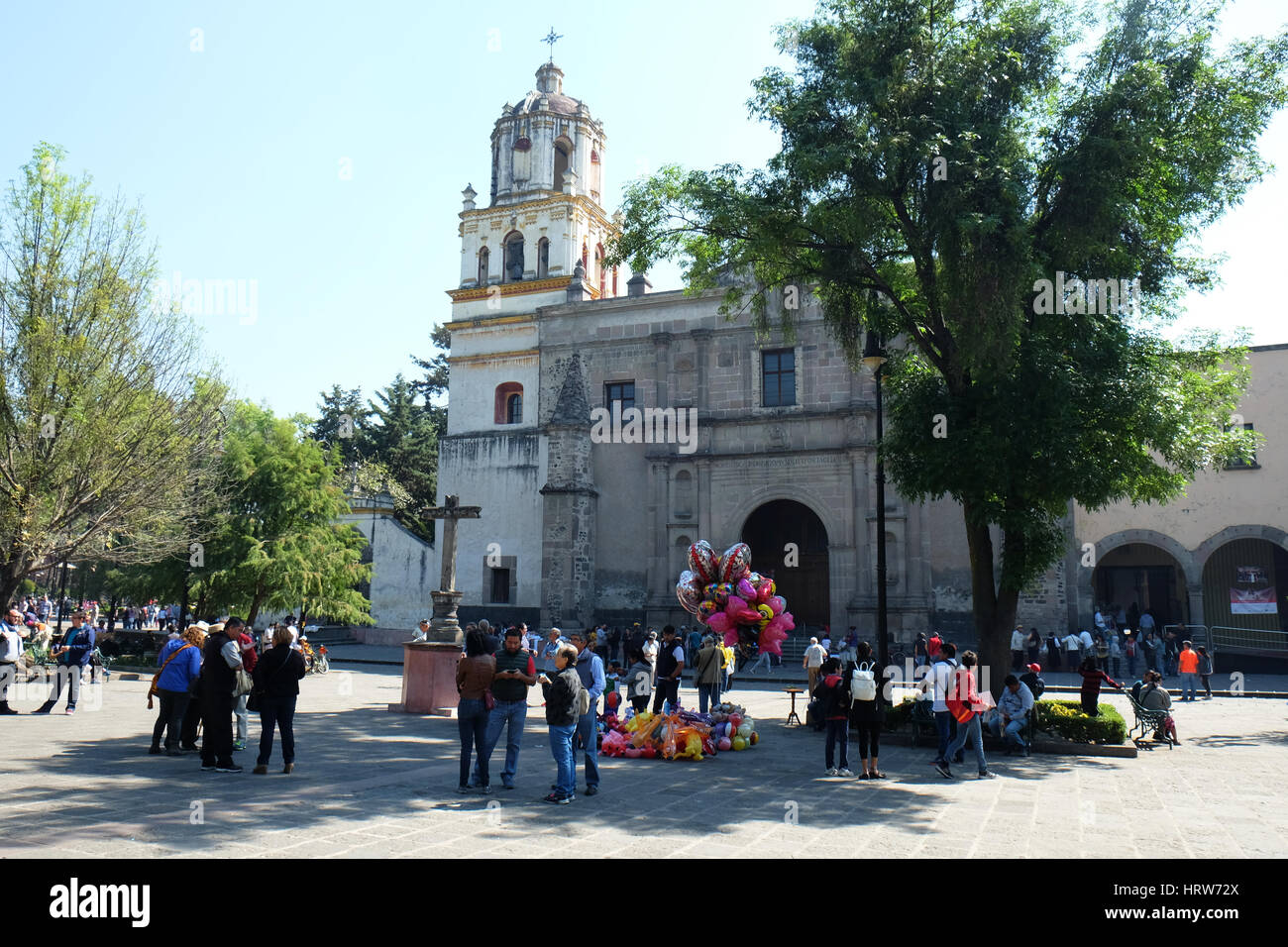 Kirche San Juan Bautista, Coyoacan, Mexiko City, Mexiko. Stockfoto