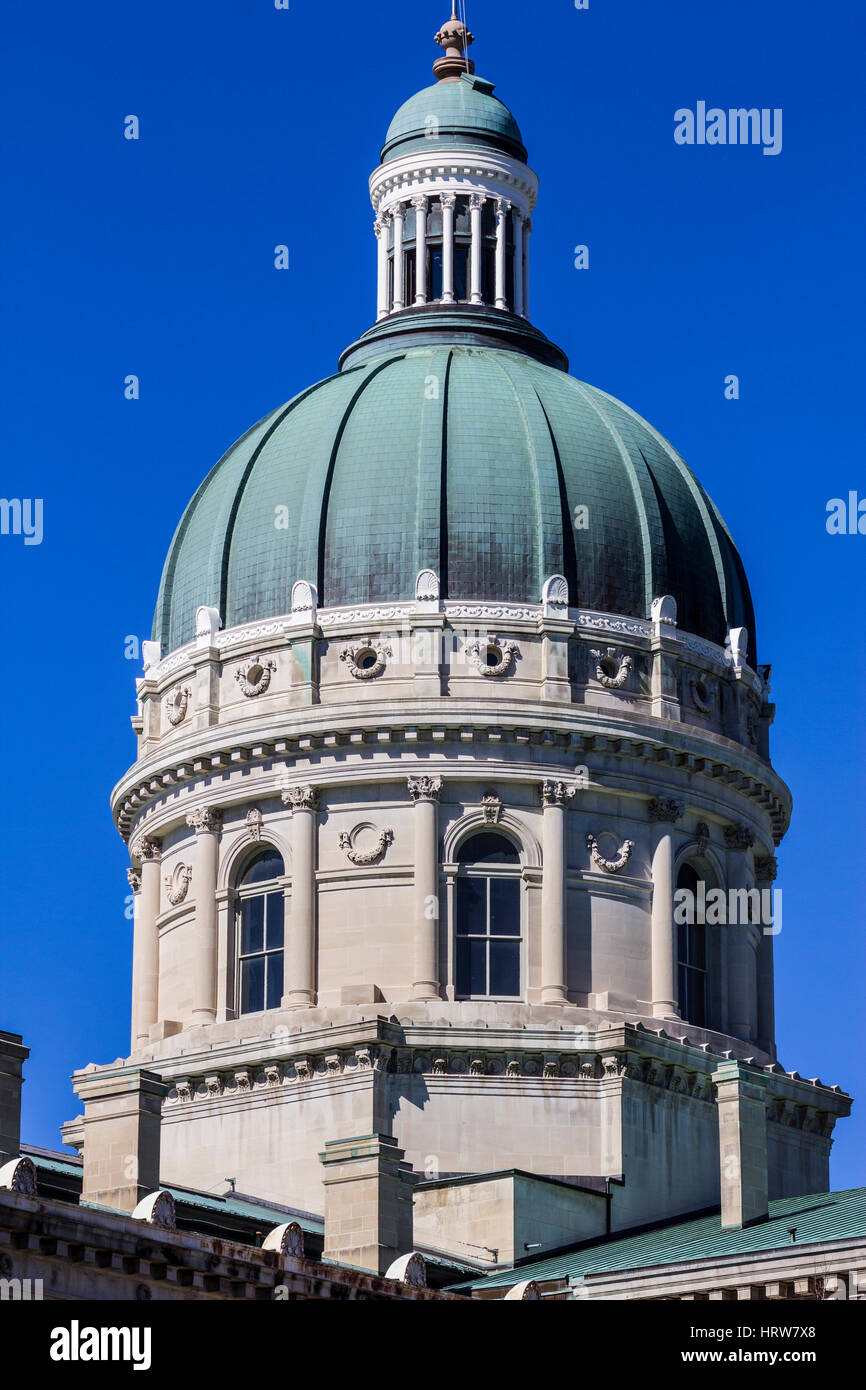 Indianapolis - ca. März 2017: Indiana State House und Kuppel des Kapitols. Es beherbergt den Gouverneur, Montage und Supreme Court II Stockfoto