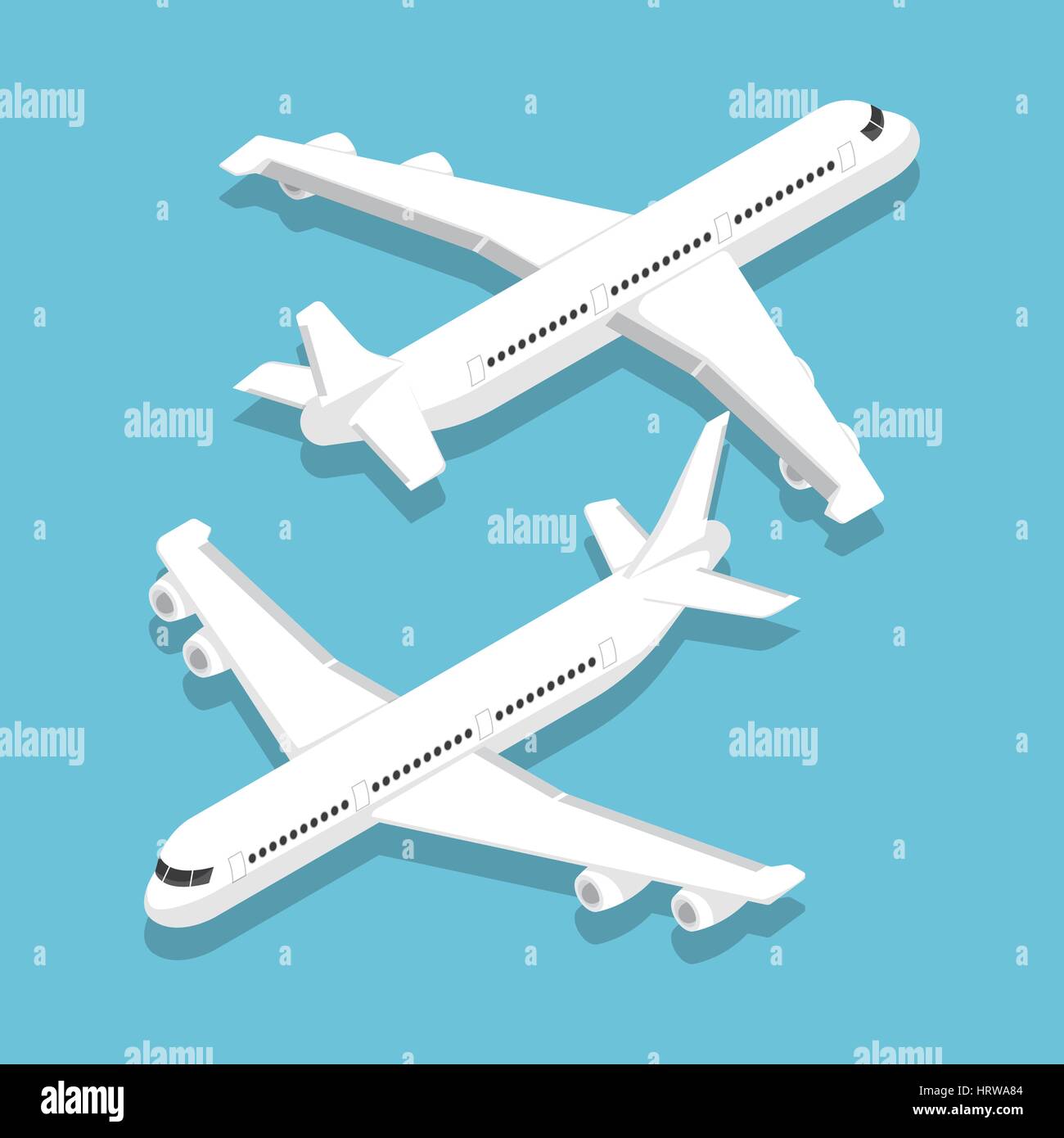 Flache 3d isometrische großen Passagierflugzeug, Luftverkehr und Reisen Konzept Stock Vektor