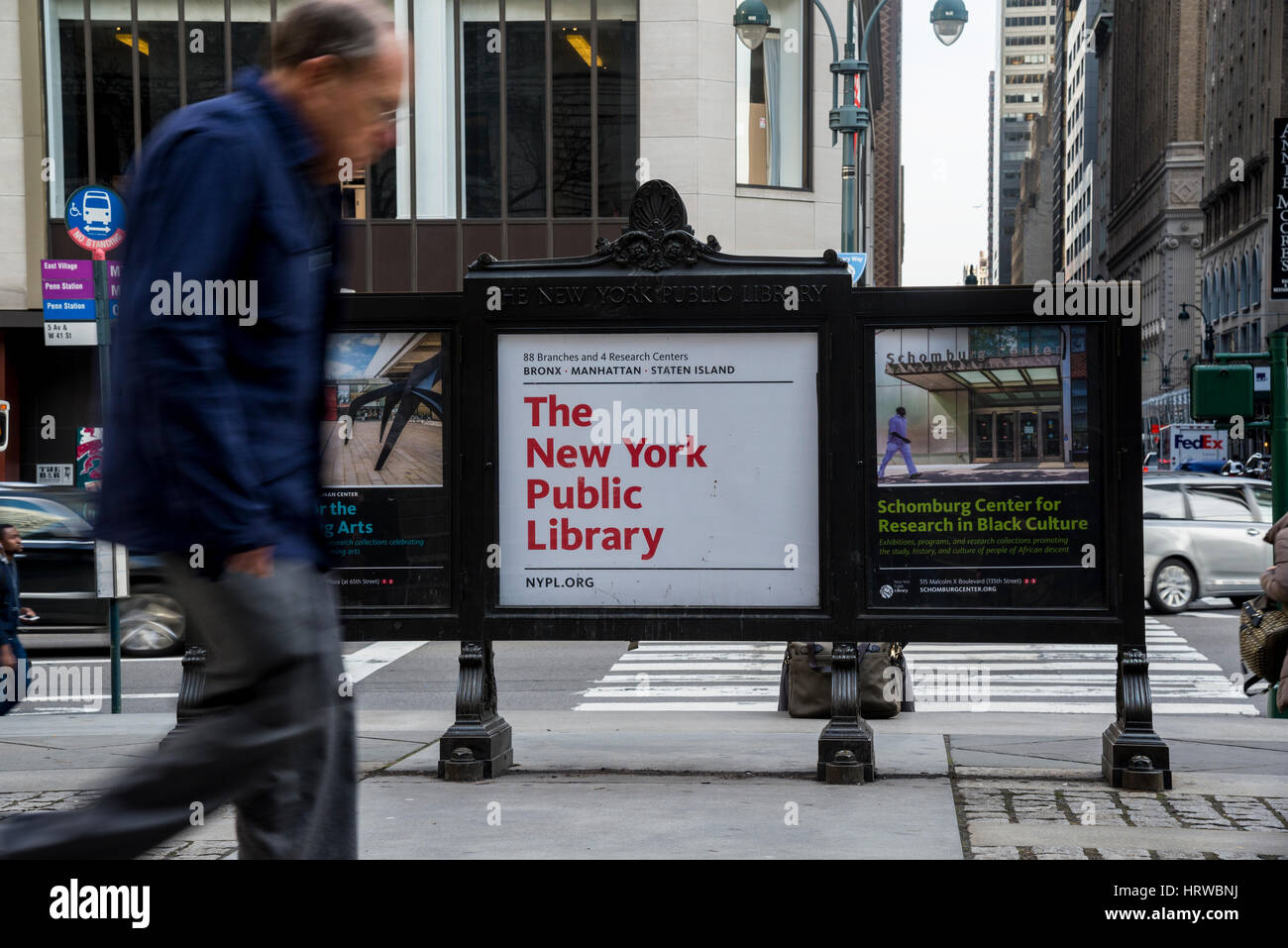 New York Public Library Zeichen Stockfoto