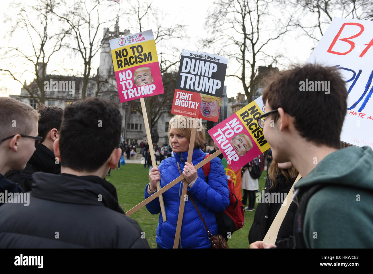 Trump & Stop Brexit Demonstration in Parliament Square, London zu stoppen. Stockfoto