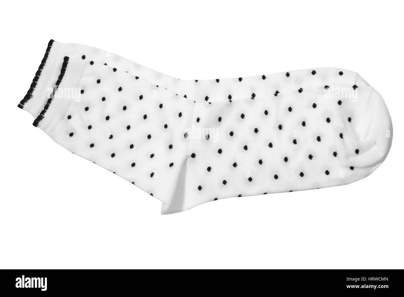 Paar gesprenkelte weiße Socken, isoliert auf weißem Hintergrund. Großaufnahme, hohe Auflösung Stockfoto