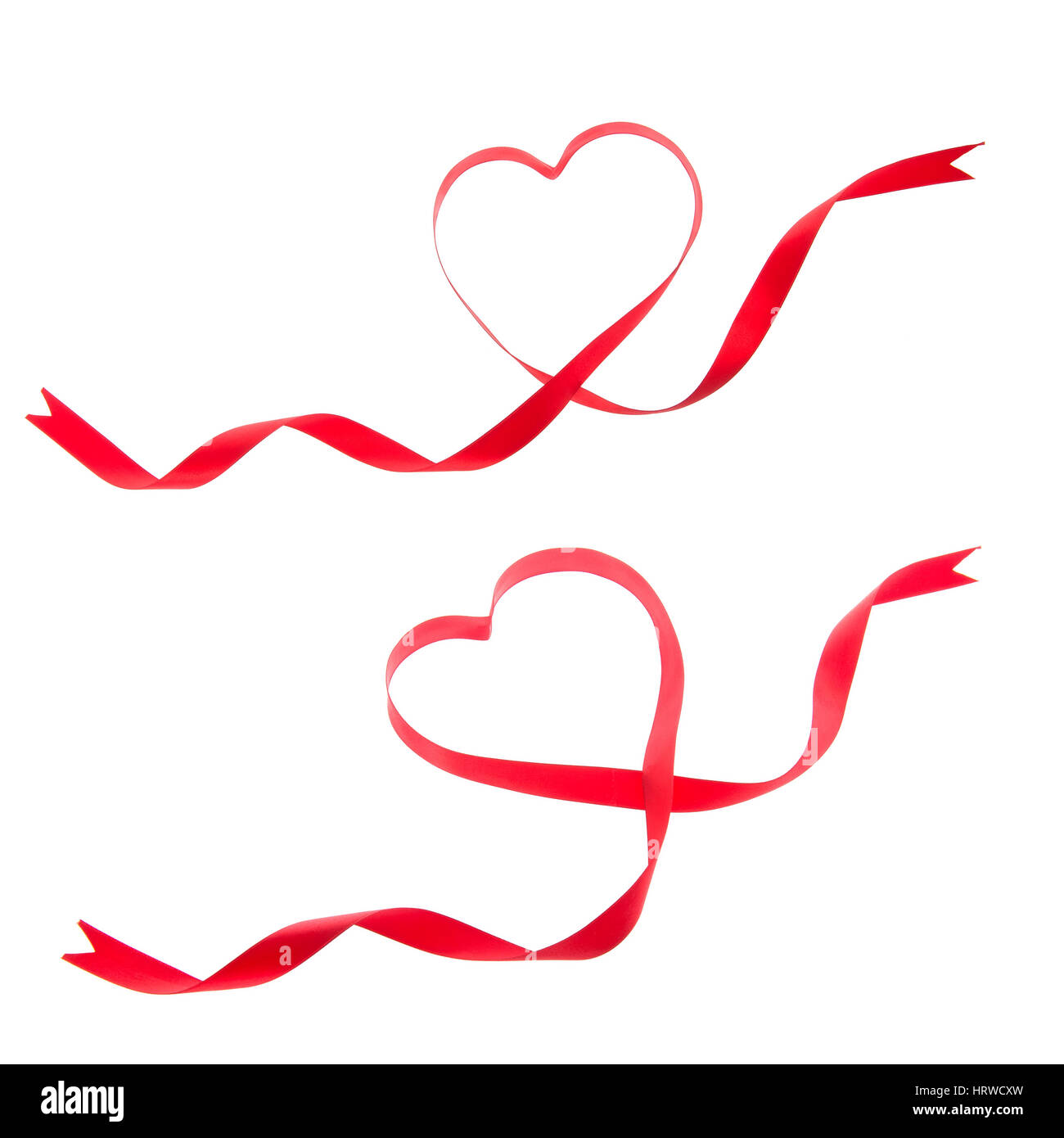rotes Herz Band isoliert auf weißem Hintergrund Stockfoto