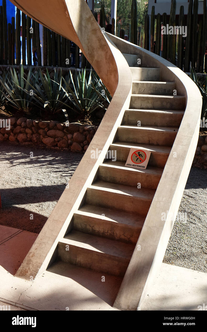 Äußere des Hauses Studio Museum von Diego Rivera und Frida Kahlo, Colonia San Angel Inn, Alvaro Obregon, Mexiko DF. Stockfoto