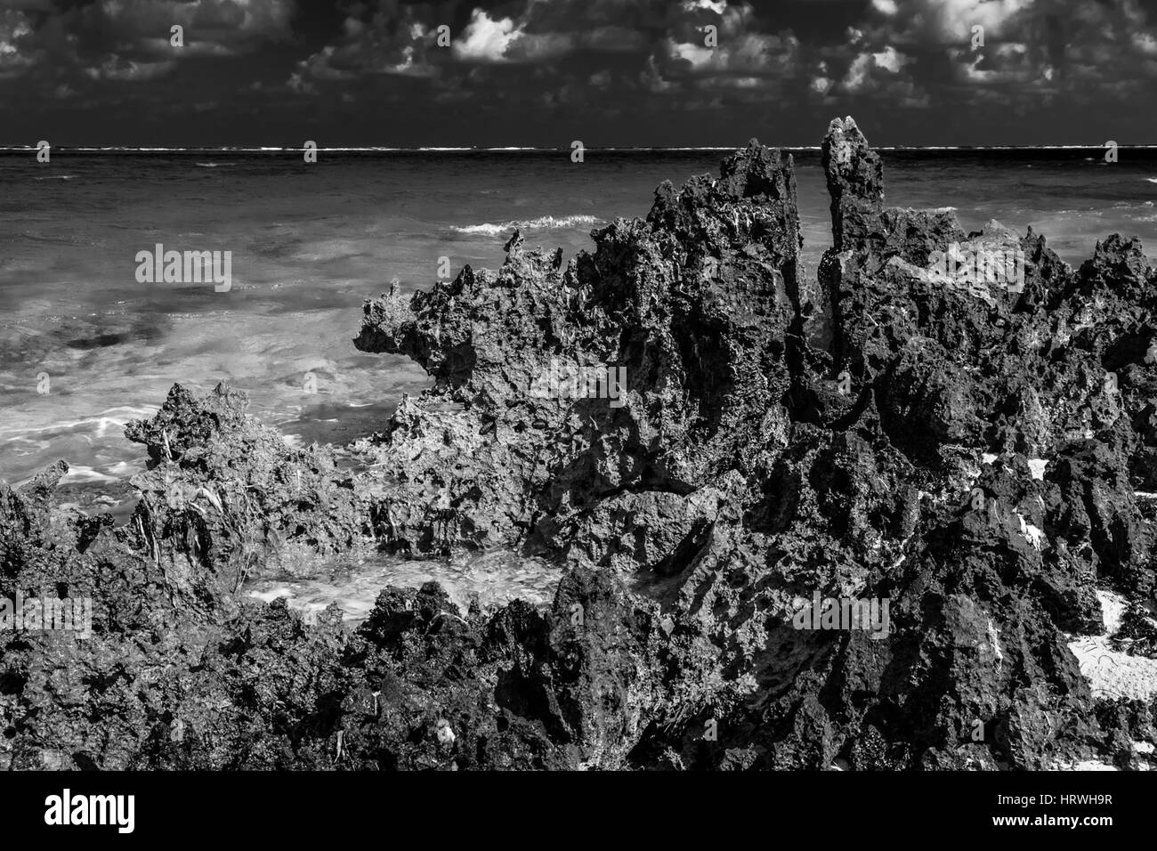 Küste bei Rum Point in der Karibik, Grand Cayman, Cayman Islands Stockfoto