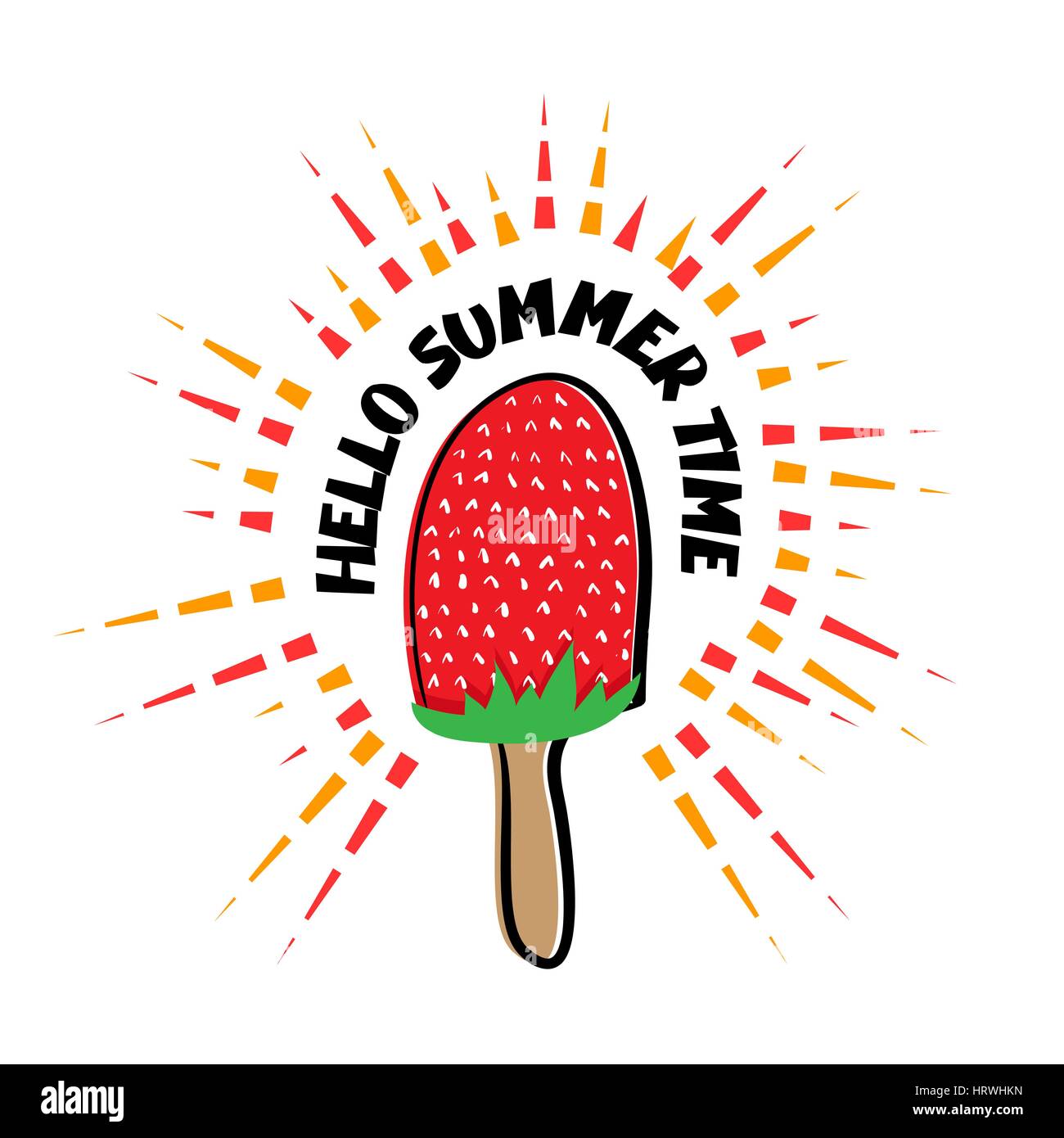 Hallo Sommerzeit Erdbeer Eis Stock Vektor
