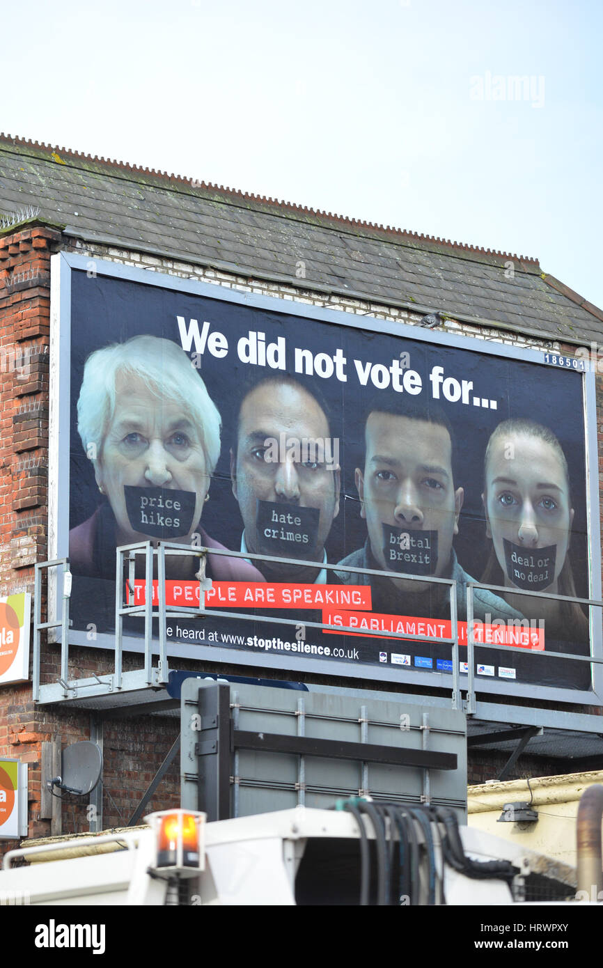 London, UK. März 2017. Die Stille, anti-schwer Brexit Kampagne zu stoppen Stockfoto