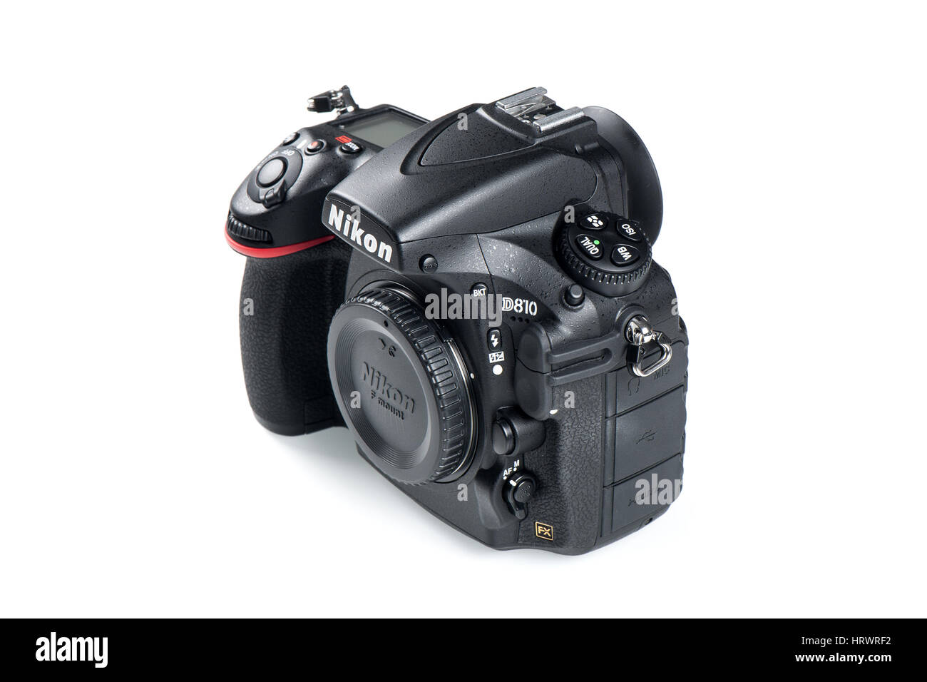 BANGKOK, THAILAND - 29. September 2014: Nikon D810 Kameragehäuse, die erste digitale Spiegelreflexkamera im Nikon Geschichte zu eine minimalen standard-Empfindlichkeit von ISO 64 bieten. Stockfoto