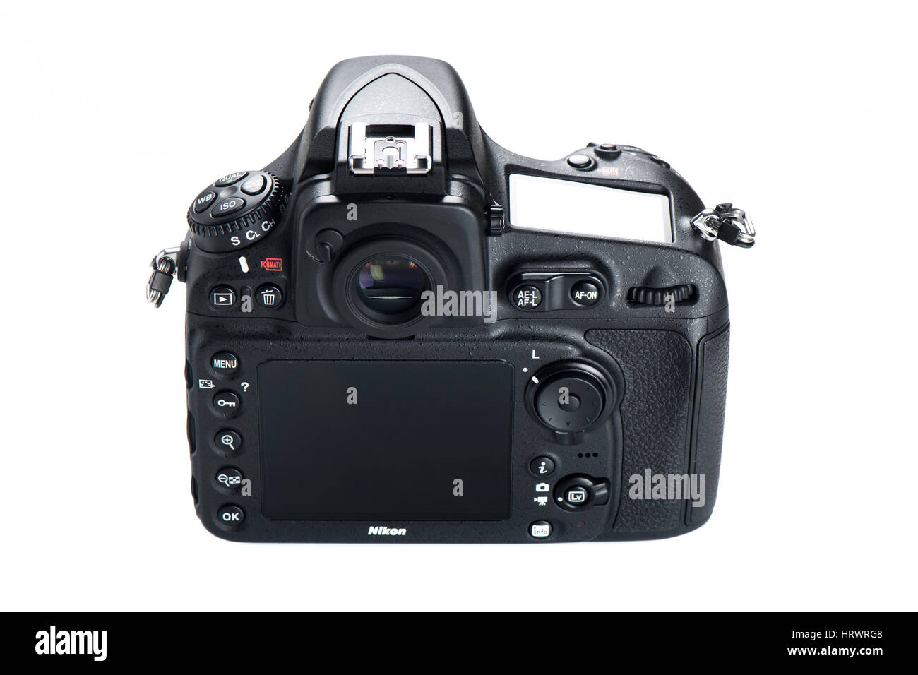 BANGKOK, THAILAND - 29. September 2014: Nikon D810 Kameragehäuse, die erste digitale Spiegelreflexkamera im Nikon Geschichte zu eine minimalen standard-Empfindlichkeit von ISO 64 bieten. Stockfoto