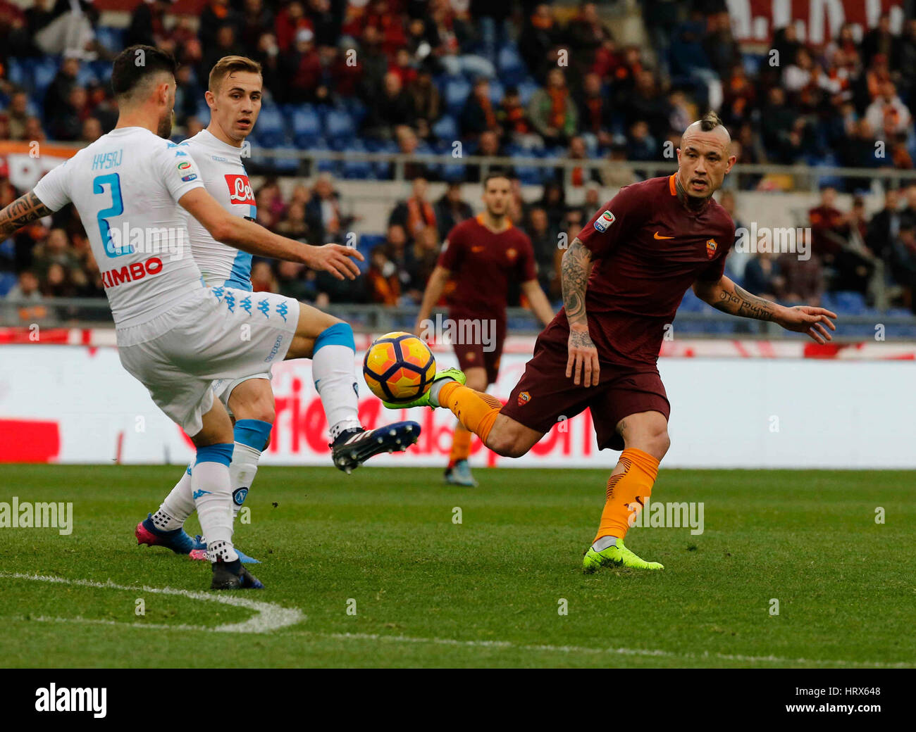 Rom, Italien. 4. März 2017. während der italienischen Serie ein Fußballspiel zwischen den AS Rom und SSC Napoli im Olympiastadion in Rom Italien, 4. März 2017 Credit: Agnfoto/Alamy Live-Nachrichten Stockfoto