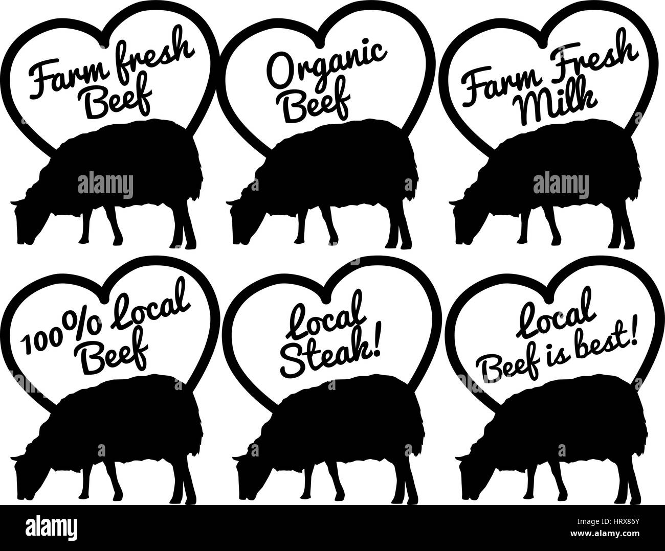 Auswahl der Vektor Clip Art Symbole und basierend auf Rindfleisch Stock Vektor