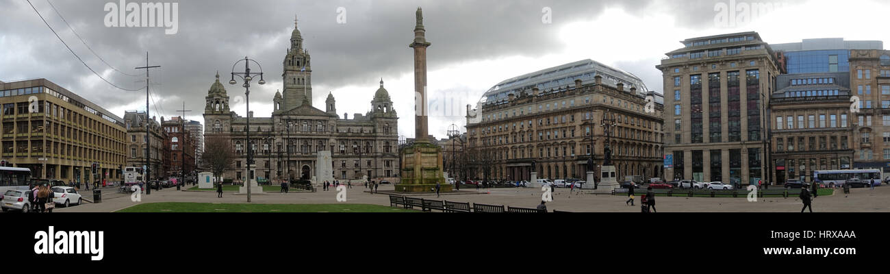 Glasgow George Square Panorama weit erschossen Stockfoto