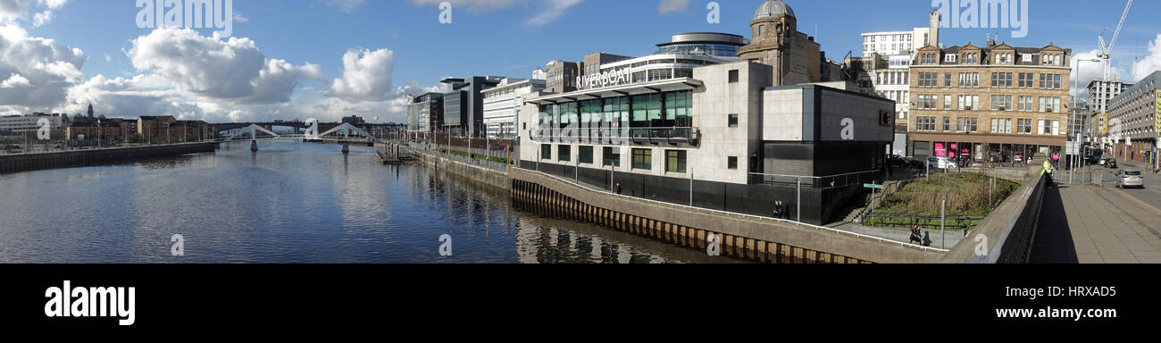 Stadtzentrum von Glasgow Clydeside Panorama Riverboat casino Stockfoto