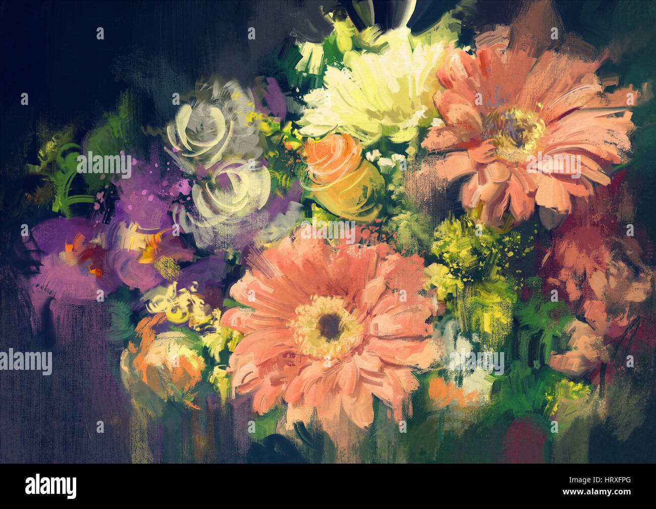 Bouquet Blumen Ölgemälde Stil, Abbildung Stockfoto