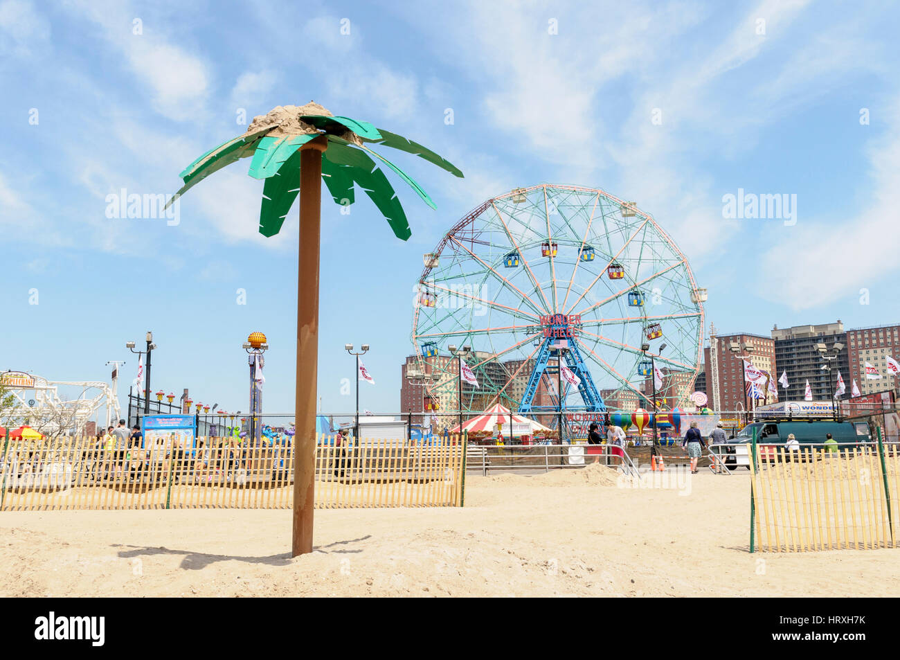 Die Wonder Wheel, Deno Vergnügungspark Coney Island, Brooklyn, NYC, USA Stockfoto
