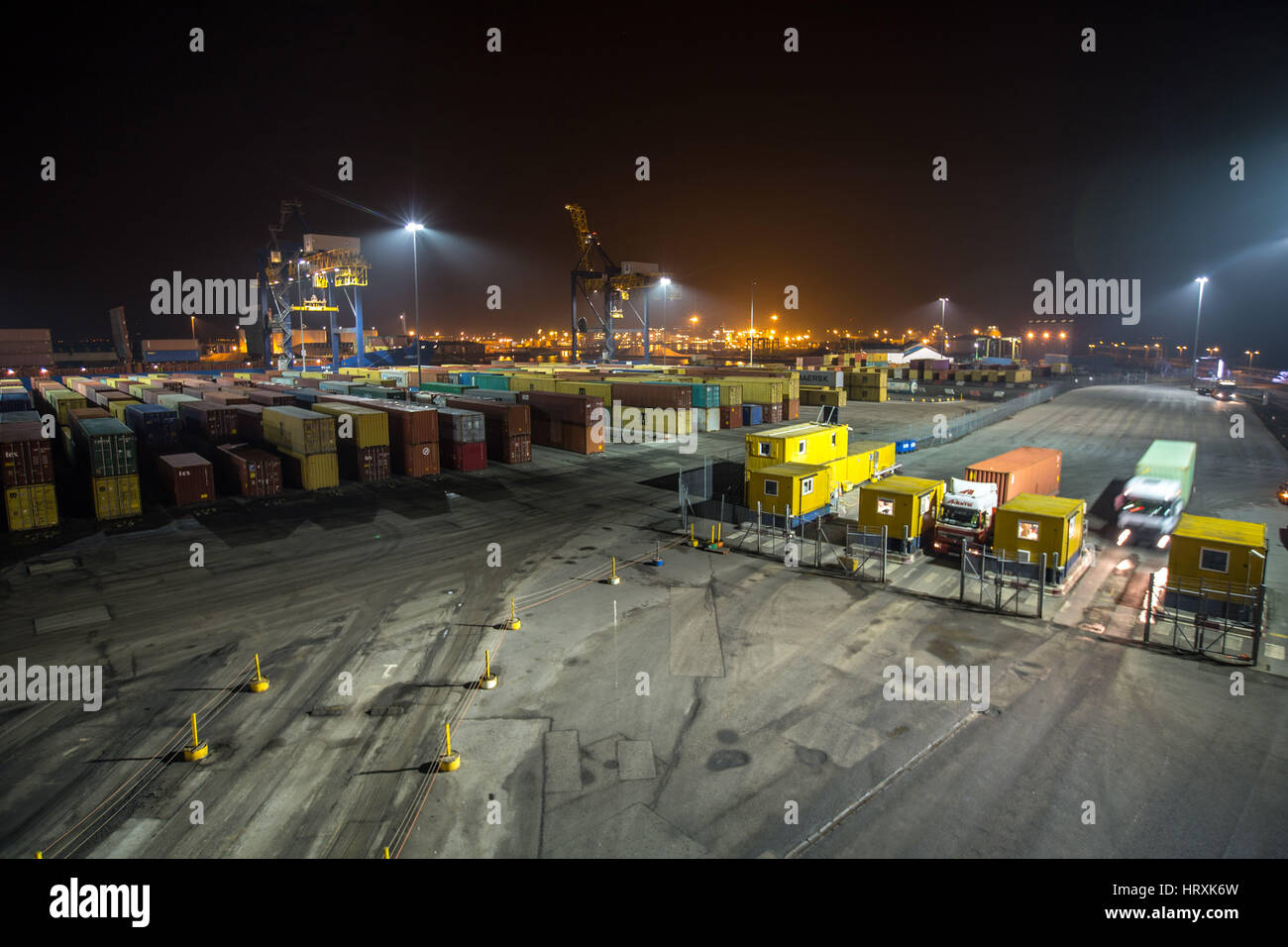 Grangemouth Containerterminal Stockfoto