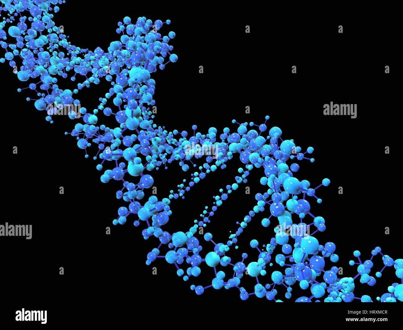 Computer Kunst der DNA (Desoxyribonukleinsäure) Litze, Kugeln gemacht. Stockfoto