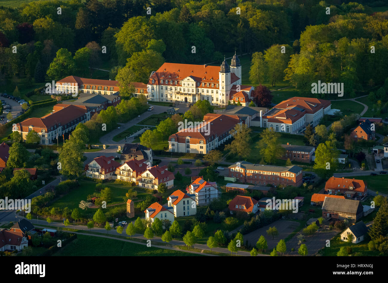 Blücher Schloss, Schloss Blücher, Fleesensee Burg, Herrenhaus, Göhren-Lebbin, Mecklenburgische Seenplatte, Mecklenburger Seenplatte, Mecklenburg-Vorpom Stockfoto