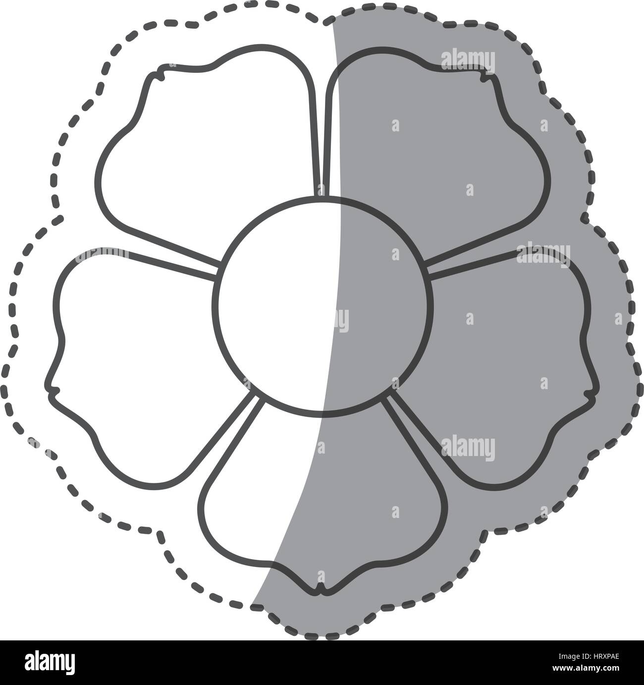 monochrome Kontur Aufkleber mit Blume-Symbol und Mitte Schatten-Vektor-illustration Stock Vektor