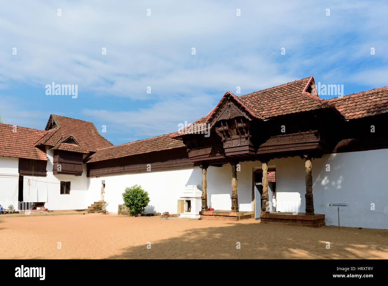 Innen- und Außenbereich des Padmabhapuram Royal Palace. Stockfoto