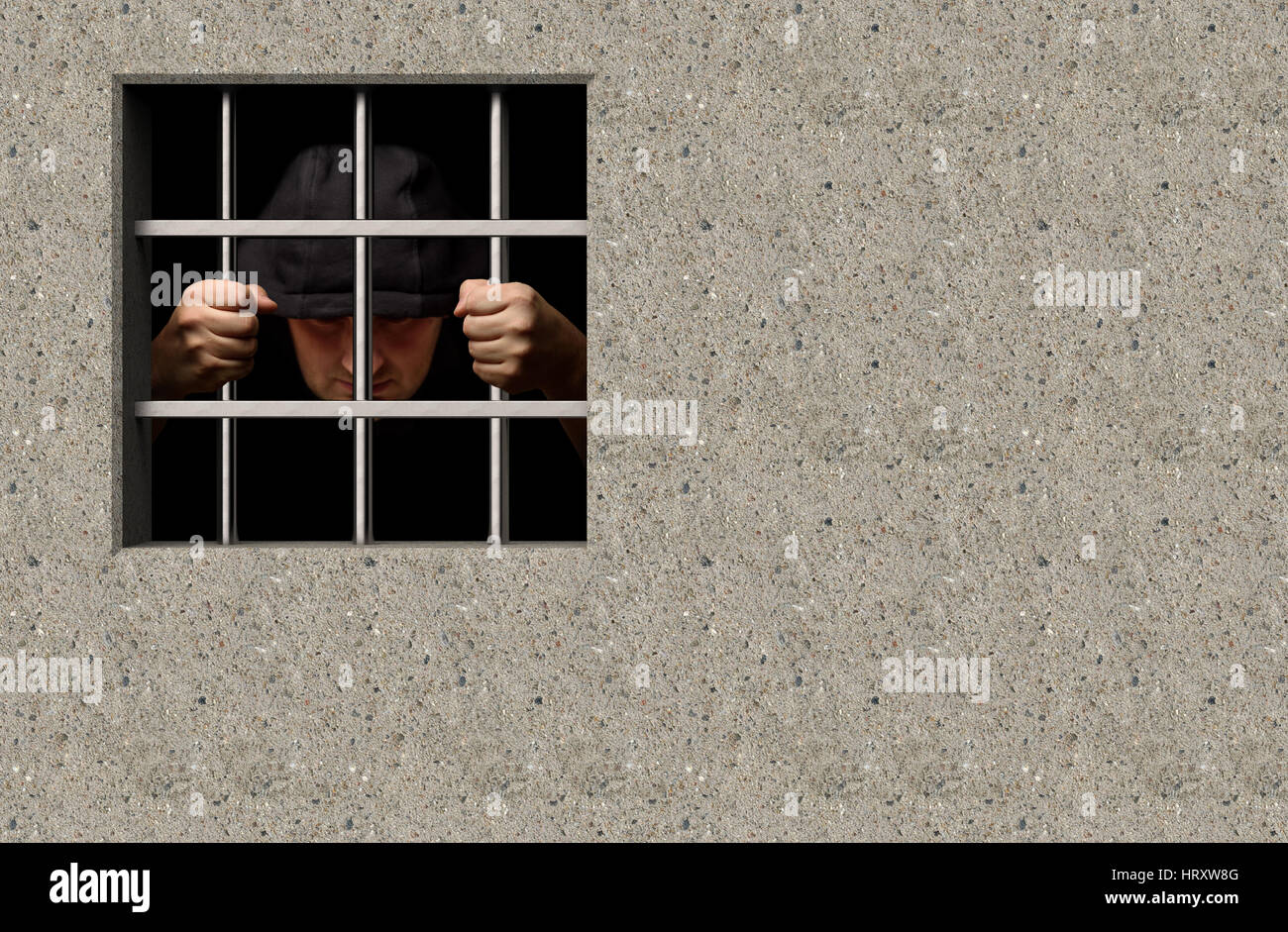 Häftling im Gefängnis 3D-Illustration Stockfoto