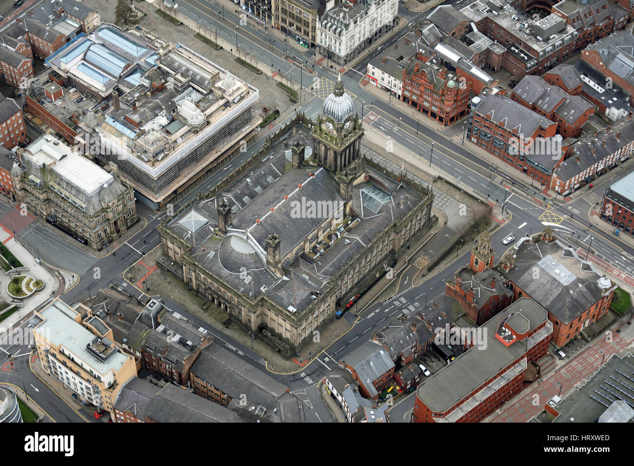 Luftaufnahme des Rathauses Leeds, West Yorkshire, Großbritannien Stockfoto