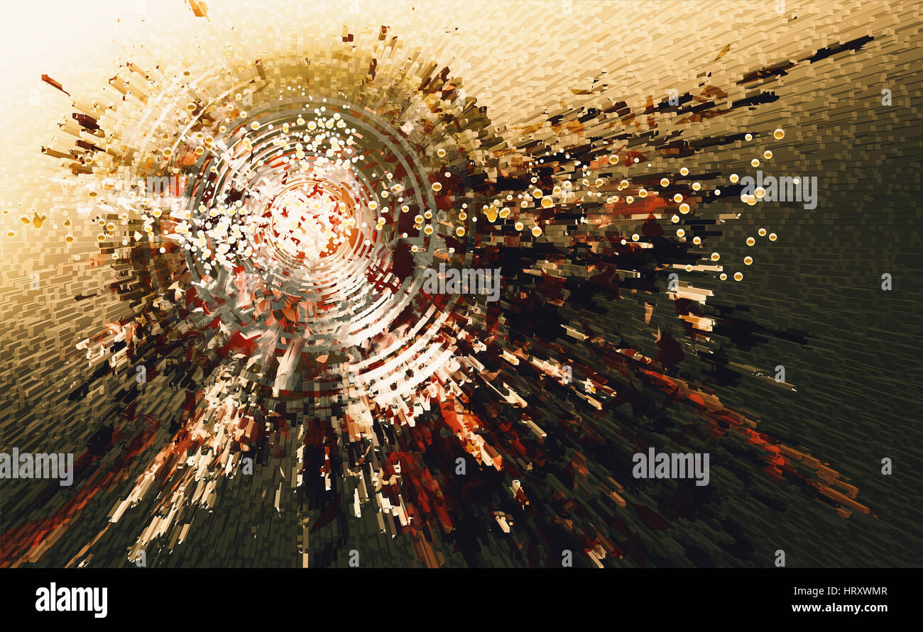 digitale Malerei des abstrakten High-Tech-Kreis Hintergrund Stockfoto