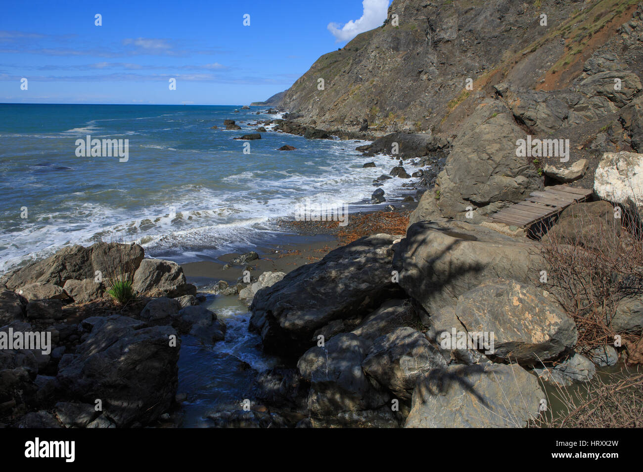 Am unteren Rand der Ragged Point Nature Trail Blick nach Norden entlang der zentralen California Klippen nach Big Sur Stockfoto