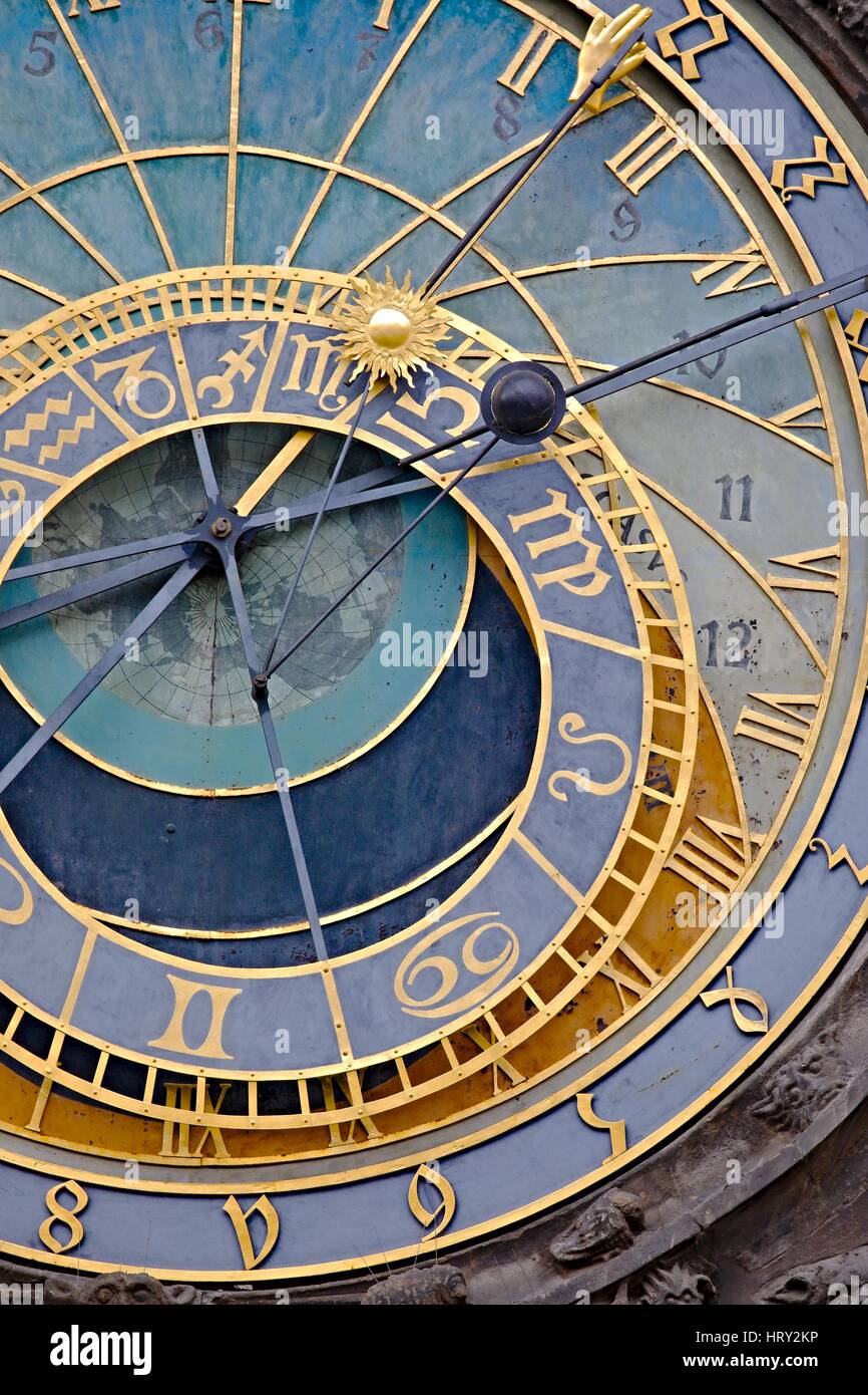 Alte astronomische Uhr detail Stockfoto