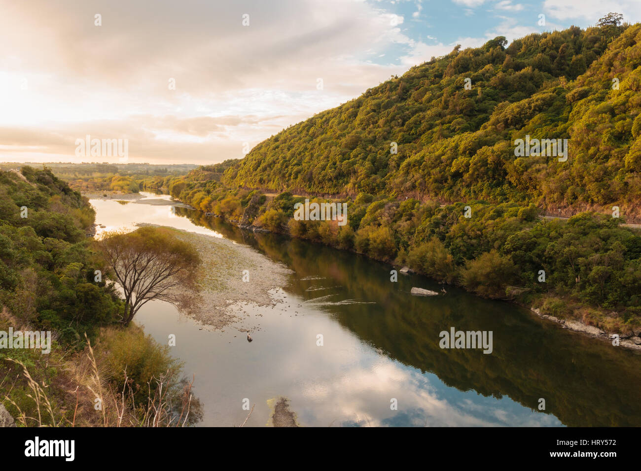 Manawatu Gorge oder Te Apiti Öffnung in der Nähe von Ashurst Neuseeland auf der Nordinsel und ist die Strecke für den Eisenbahn- und State Highway 3 von Palmerston Stockfoto