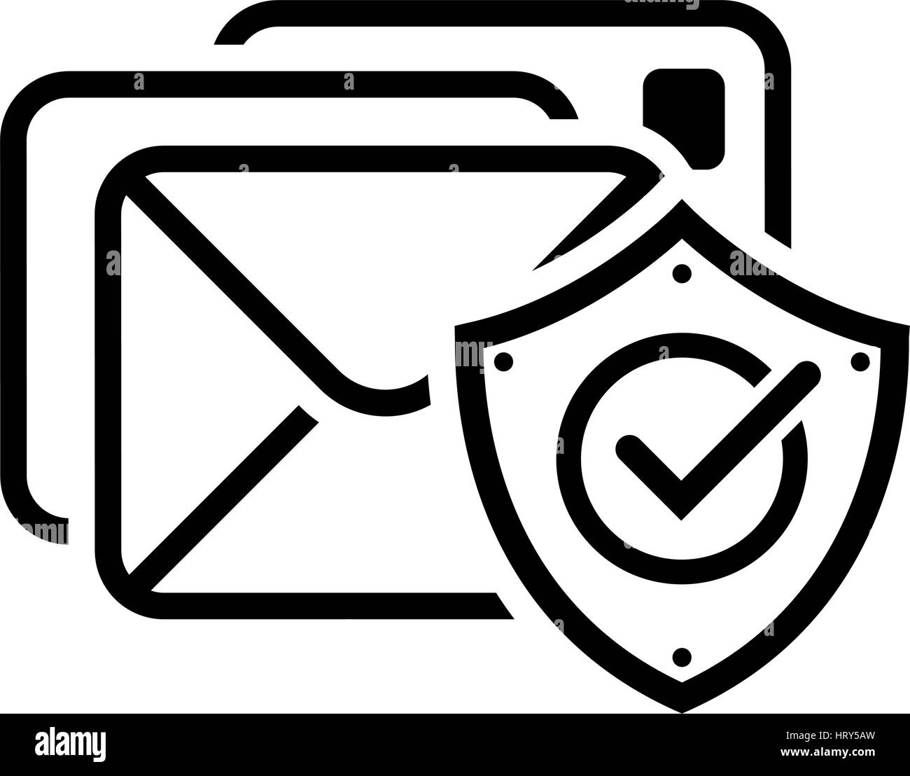 E-Mail-Schutz-Symbol. Flaches Design. Business-Konzept. Isolierte Darstellung. Stock Vektor