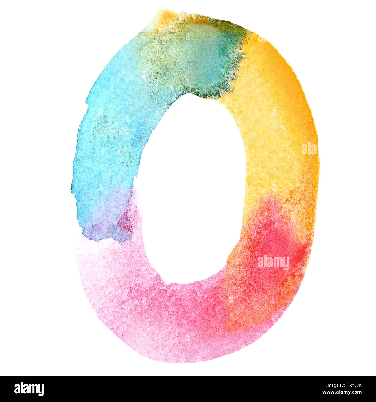 Null - bunte Aquarell Zahlen Stockfotografie - Alamy