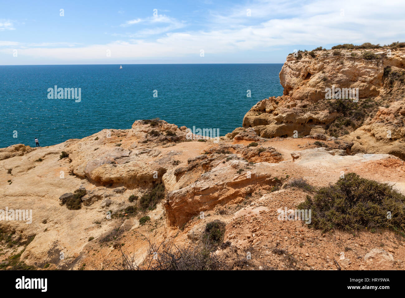 Sandklippen Ufer Algarve Portugal Stockfoto