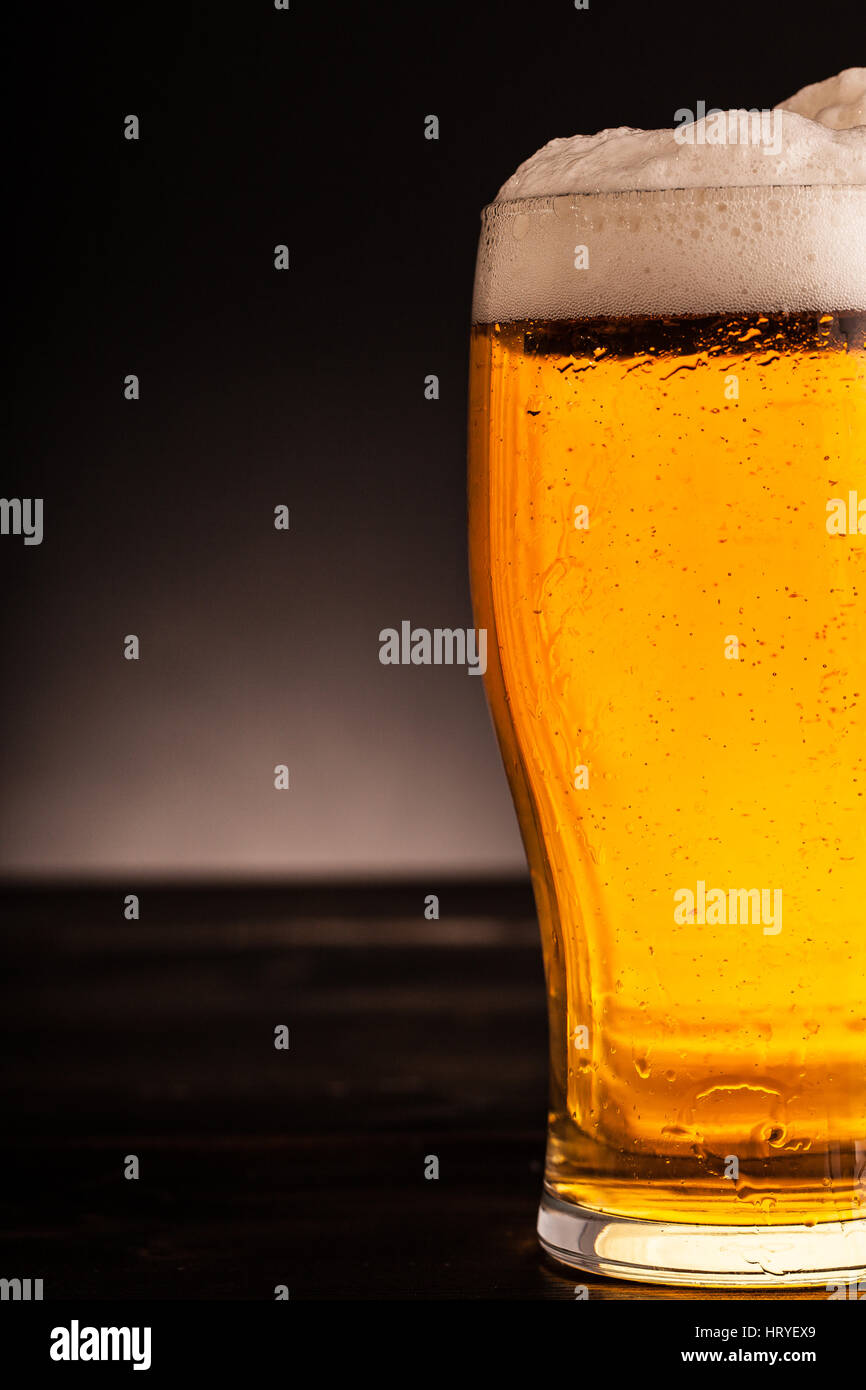 Frisches kühles Bier in einem Pint Glasstudio fotografiert in hohem Detailgrad 12 Stockfoto