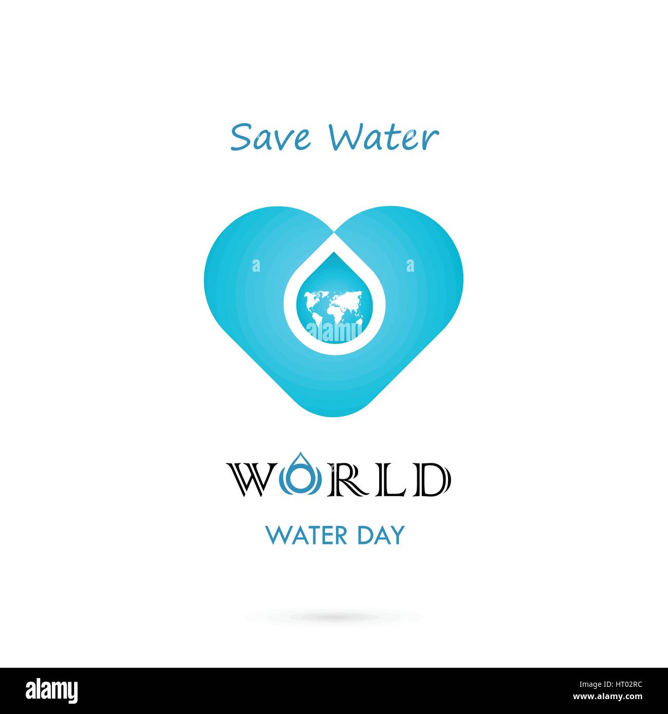 Wassertropfen mit Welt-Symbol Vektor-Logo Design-Vorlage. World Water Day Idee Kampagne für Grußkarten und Poster. Vektor-illustration Stock Vektor