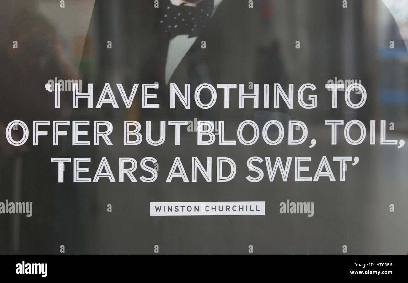 Ich habe nichts zu bieten, aber Blut Mühe Tränen und Schweiß, Sir Winston Churchill Stockfoto