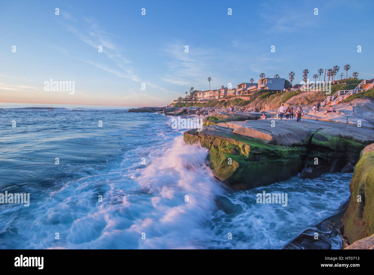 San Diego, wo Sie Surfen den Pazifischen Ozean genießen können. Tolles Wetter erstaunlichste & freundliche Menschen. Stockfoto