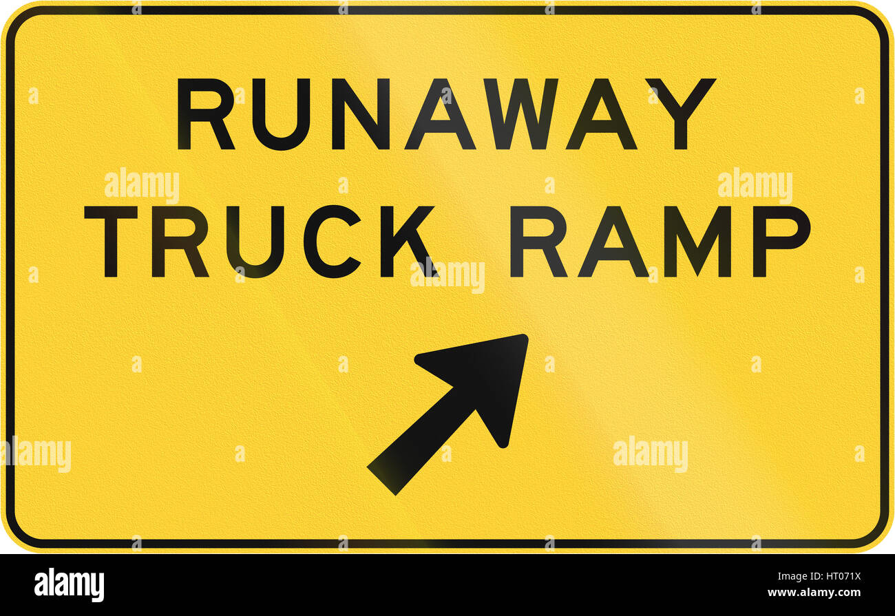 Vereinigten Staaten MUTCD Warnung Straßenschild - Runaway LKW Rampe. Stockfoto