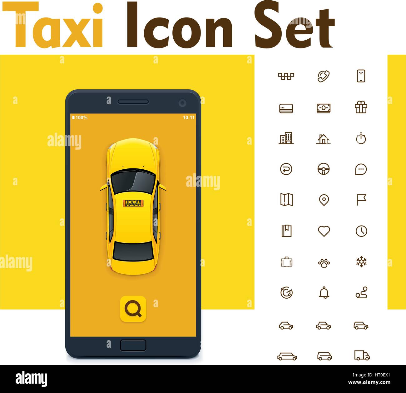 Vektor-Taxi-mobile app-Icon-set Stock Vektor